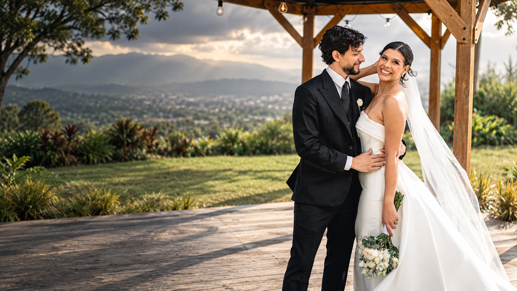 Retrato de una pareja en su boda, fotografiado por Diego Palma